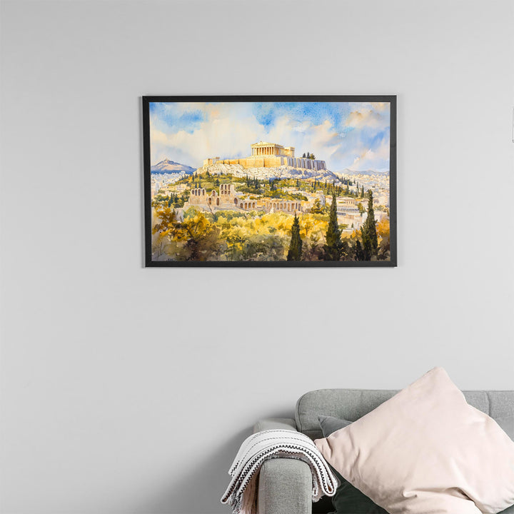 Athens Watercolor Poster Landscape Wall Art Athens Wall Hanging Home Décor Athens Gift Art Lovers Greece Wall Art