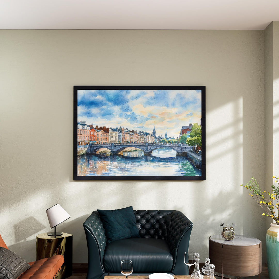 Dublin Watercolor Poster Landscape Wall Art Dublin Wall Hanging Home Décor Dublin Gift Art Lovers Ireland Wall Art