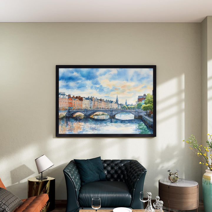 Dublin Watercolor Poster Landscape Wall Art Dublin Wall Hanging Home Décor Dublin Gift Art Lovers Ireland Wall Art