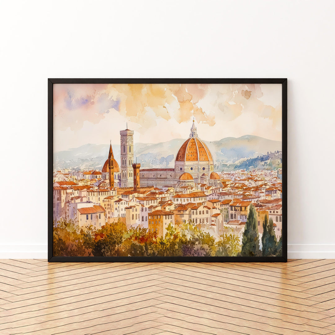 Florence Watercolor Poster Landscape Wall Art Florence Wall Hanging Home Décor Florence Gift Art Lovers Italy Wall Art