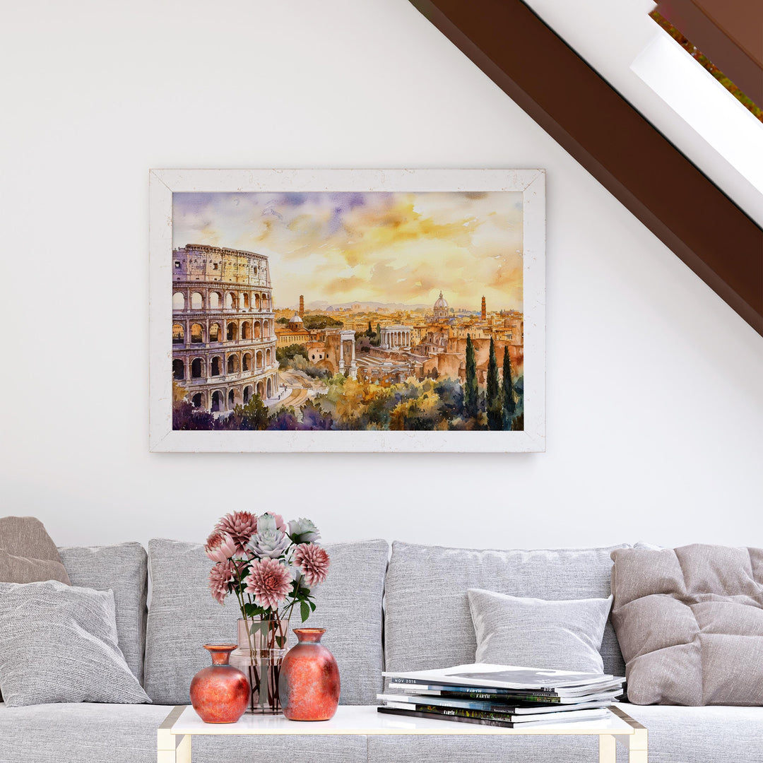 Rome Watercolor Poster Landscape Wall Art Rome Wall Hanging Home Décor Rome Gift Art Lovers Italy Wall Art
