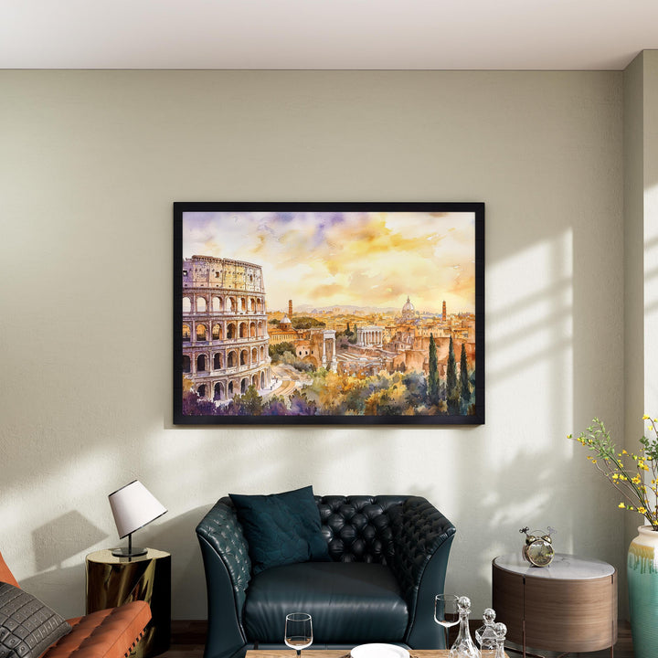 Rome Watercolor Poster Landscape Wall Art Rome Wall Hanging Home Décor Rome Gift Art Lovers Italy Wall Art