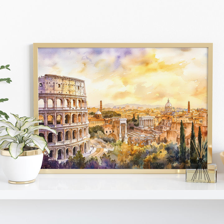Rome Watercolor Poster Landscape Wall Art Rome Wall Hanging Home Décor Rome Gift Art Lovers Italy Wall Art