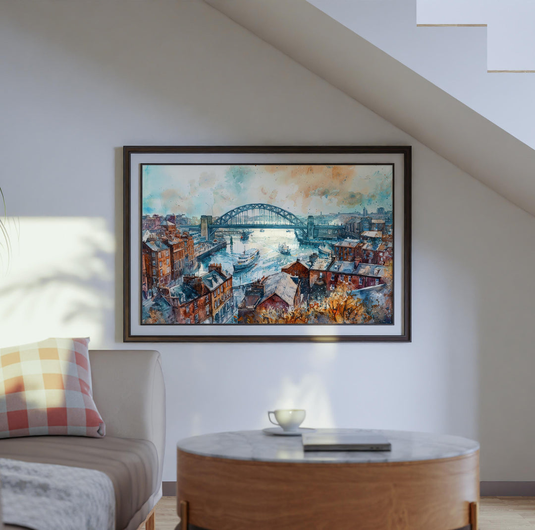 Newcastle Watercolor Poster Landscape Wall Art Newcastle Wall Hanging Home Décor Newcastle Gift Art Lovers United Kingdom Wall Art
