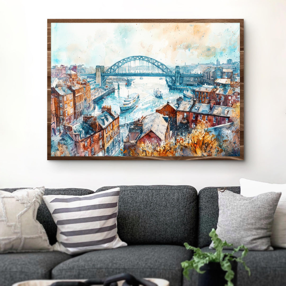 Newcastle Watercolor Poster Landscape Wall Art Newcastle Wall Hanging Home Décor Newcastle Gift Art Lovers United Kingdom Wall Art