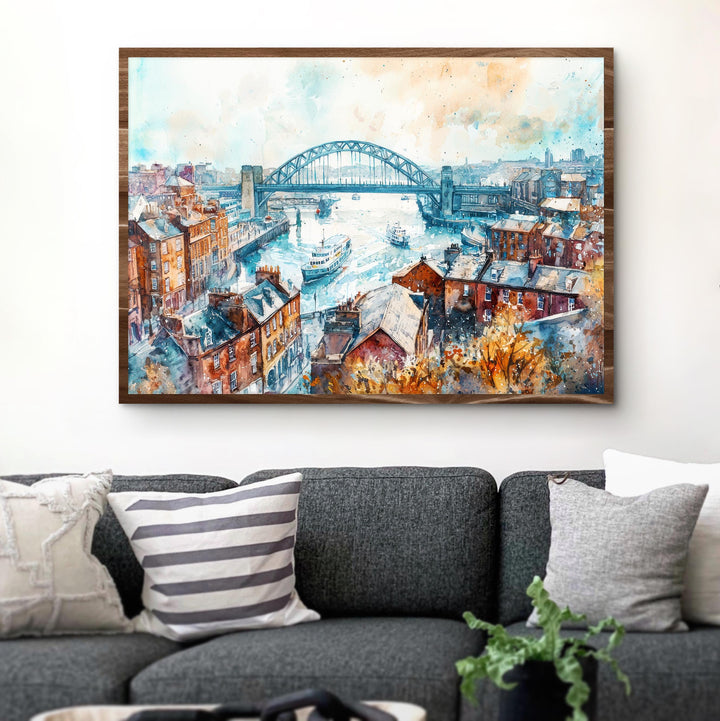 Newcastle Watercolor Poster Landscape Wall Art Newcastle Wall Hanging Home Décor Newcastle Gift Art Lovers United Kingdom Wall Art