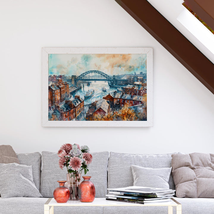 Newcastle Watercolor Poster Landscape Wall Art Newcastle Wall Hanging Home Décor Newcastle Gift Art Lovers United Kingdom Wall Art