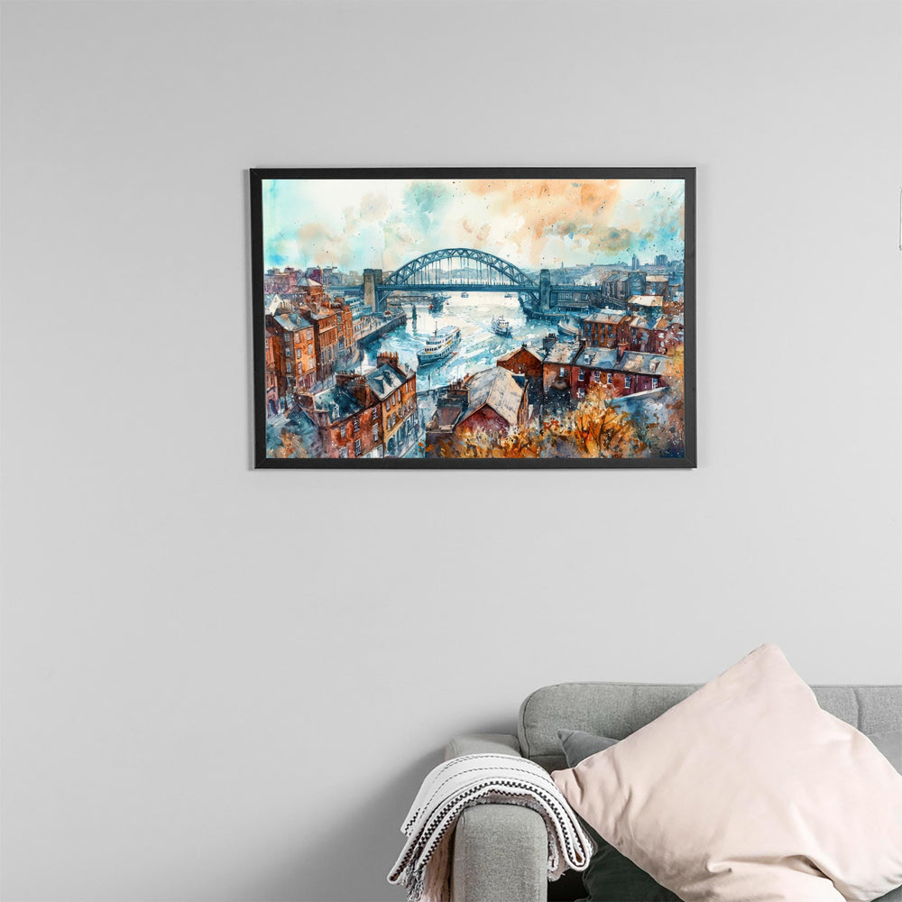 Newcastle Watercolor Poster Landscape Wall Art Newcastle Wall Hanging Home Décor Newcastle Gift Art Lovers United Kingdom Wall Art