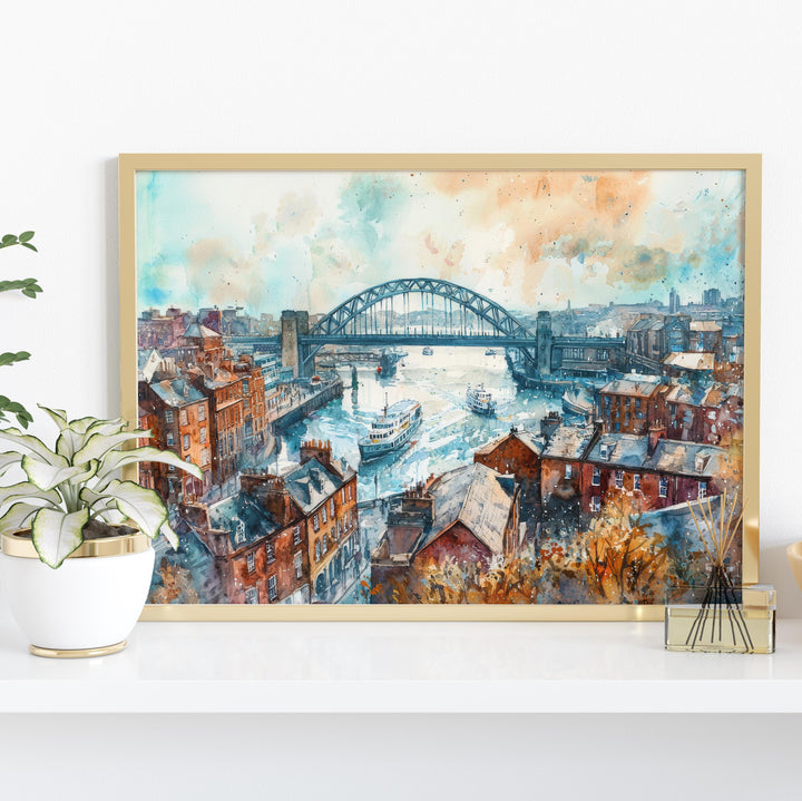 Newcastle Watercolor Poster Landscape Wall Art Newcastle Wall Hanging Home Décor Newcastle Gift Art Lovers United Kingdom Wall Art