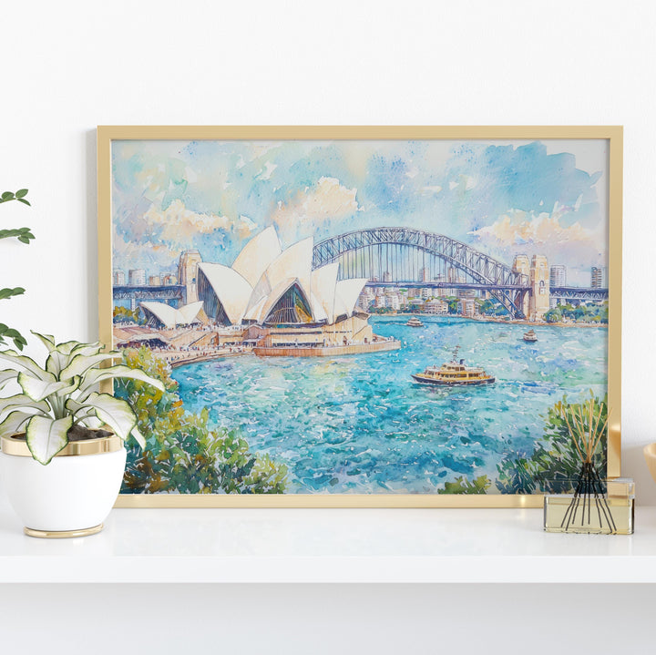 Sydney Opera House Watercolor Poster Landscape Wall Art Sydney Opera House Wall Hanging Home Décor Sydney Opera House Gift Art Lovers