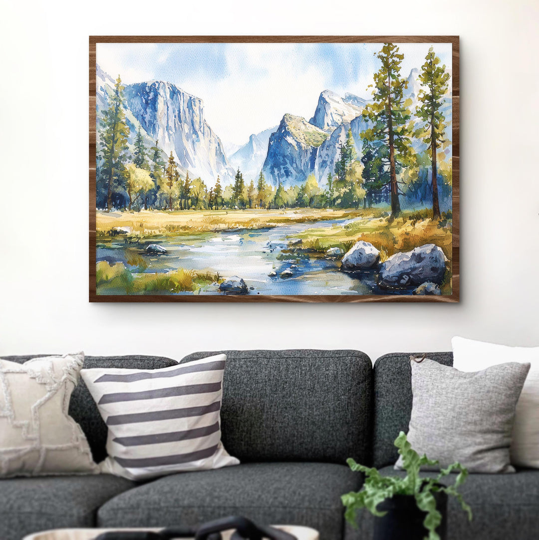 Yosemite Watercolor Poster Landscape Wall Art Yosemite Wall Hanging Home Décor Yosemite Gift Art Lovers United States Wall Art