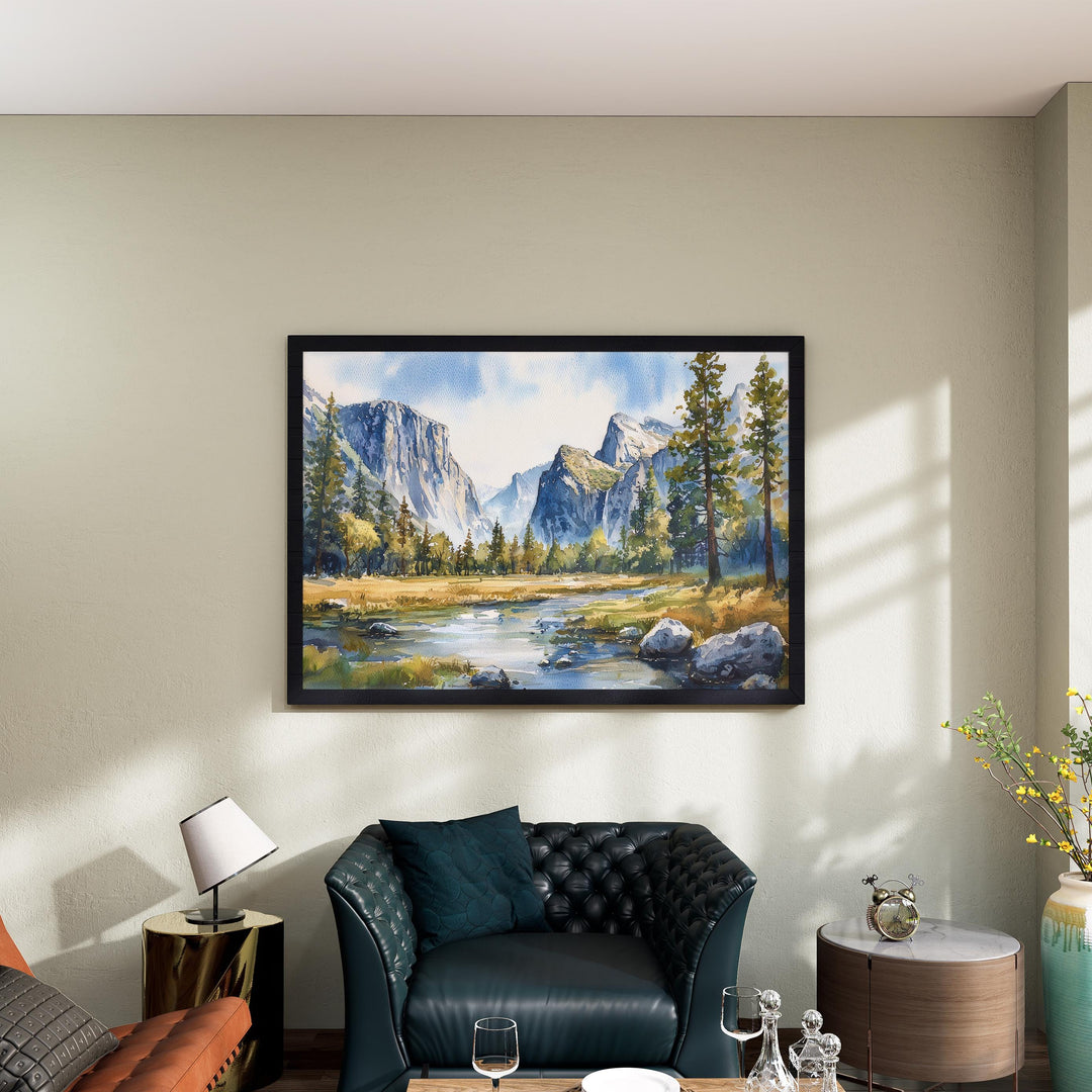 Yosemite Watercolor Poster Landscape Wall Art Yosemite Wall Hanging Home Décor Yosemite Gift Art Lovers United States Wall Art