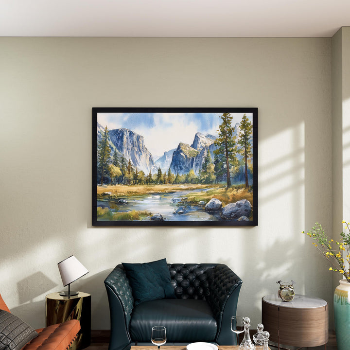 Yosemite Watercolor Poster Landscape Wall Art Yosemite Wall Hanging Home Décor Yosemite Gift Art Lovers United States Wall Art