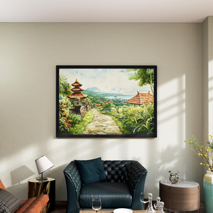 Bali Watercolor Poster Landscape Wall Art Bali Wall Hanging Home Décor Bali Gift Art Lovers Indonesia Wall Art