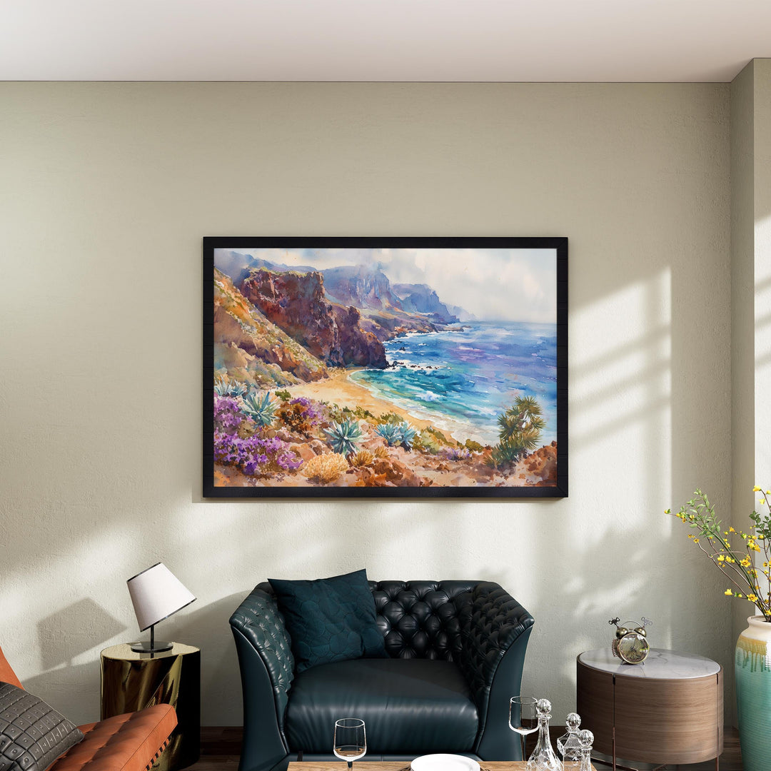 Tenerife Watercolor Poster Landscape Wall Art Tenerife Wall Hanging Home Décor Tenerife Gift Art Lovers Spain Wall Art