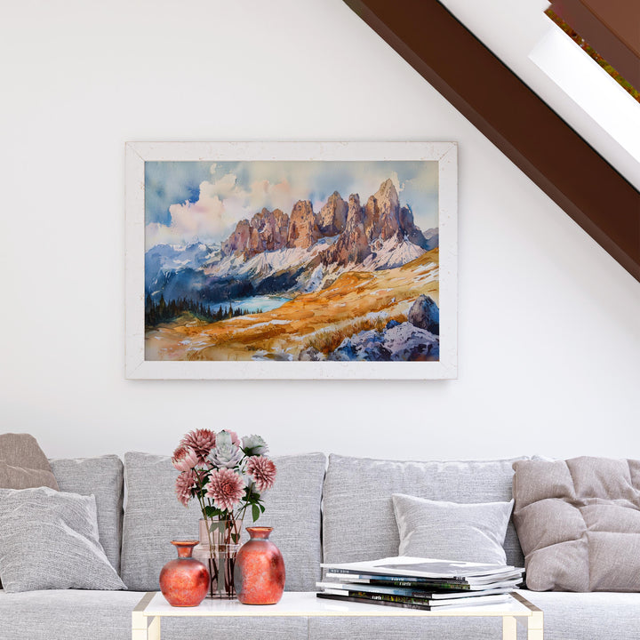 Dolomites Watercolor Poster Landscape Wall Art Dolomites Wall Hanging Home Décor Dolomites Gift Art Lovers Italy Wall Art