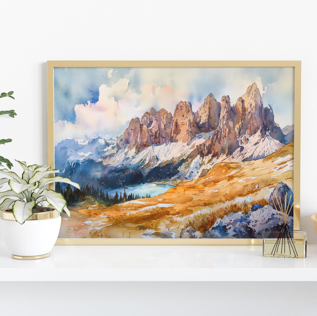 Dolomites Watercolor Poster Landscape Wall Art Dolomites Wall Hanging Home Décor Dolomites Gift Art Lovers Italy Wall Art