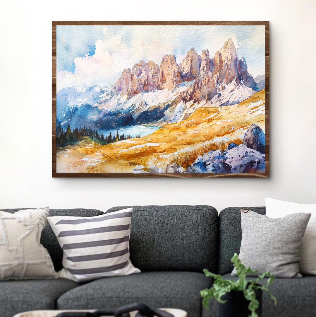 Dolomites Watercolor Poster Landscape Wall Art Dolomites Wall Hanging Home Décor Dolomites Gift Art Lovers Italy Wall Art