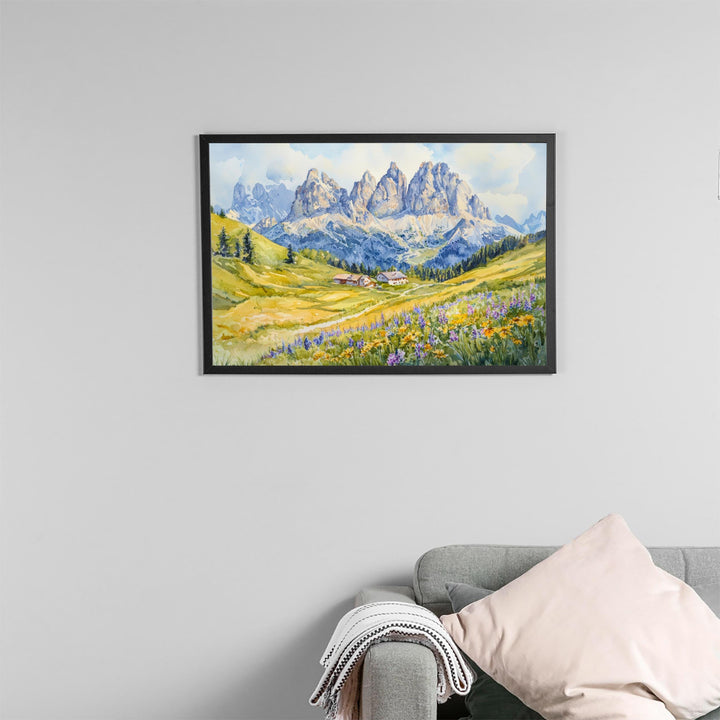 Dolomites Watercolor Poster Landscape Wall Art Dolomites Wall Hanging Home Décor Dolomites Gift Art Lovers Italy Wall Art