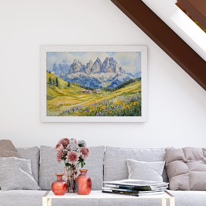 Dolomites Watercolor Poster Landscape Wall Art Dolomites Wall Hanging Home Décor Dolomites Gift Art Lovers Italy Wall Art