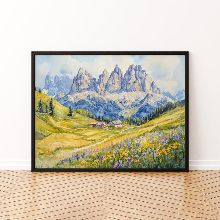 Dolomites Watercolor Poster Landscape Wall Art Dolomites Wall Hanging Home Décor Dolomites Gift Art Lovers Italy Wall Art
