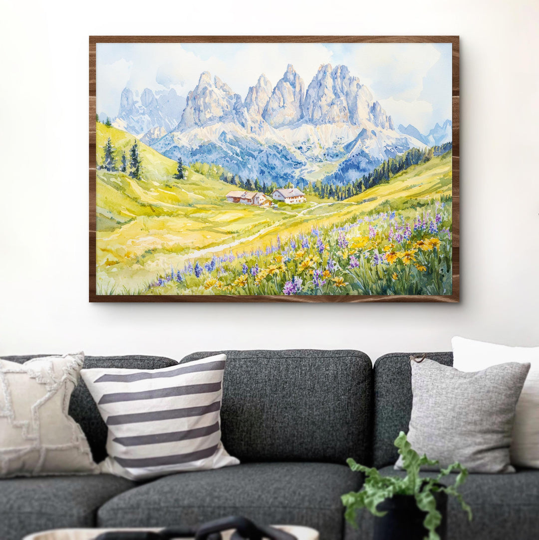 Dolomites Watercolor Poster Landscape Wall Art Dolomites Wall Hanging Home Décor Dolomites Gift Art Lovers Italy Wall Art