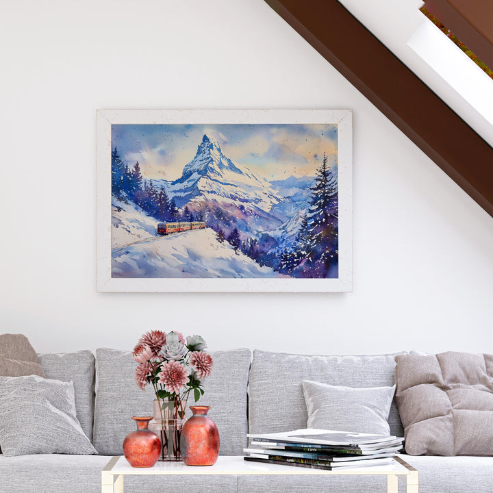 Zermatt Watercolor Poster Landscape Wall Art Zermatt Wall Hanging Home Décor Zermatt Gift Art Lovers Switzerland Wall Art