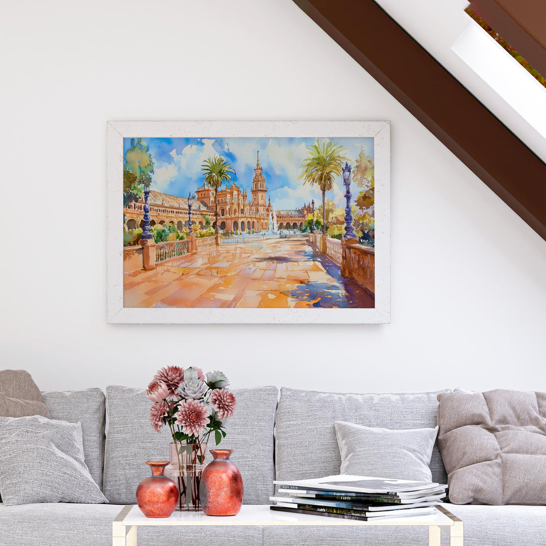 Seville Watercolor Poster Landscape Wall Art Seville Wall Hanging Home Décor Seville Gift Art Lovers Spain Wall Art