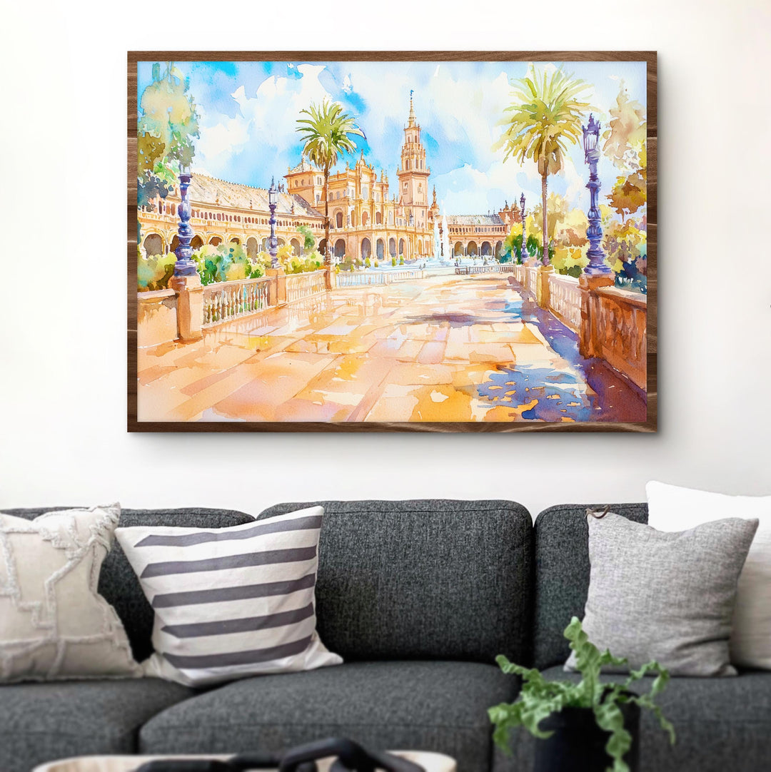 Seville Watercolor Poster Landscape Wall Art Seville Wall Hanging Home Décor Seville Gift Art Lovers Spain Wall Art