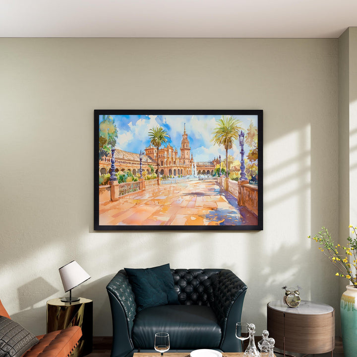Seville Watercolor Poster Landscape Wall Art Seville Wall Hanging Home Décor Seville Gift Art Lovers Spain Wall Art