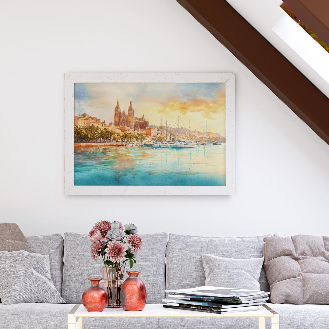 Palma de Mallorca Watercolor Poster Landscape Wall Art Palma de Mallorca Wall Hanging Home Décor Palma de Mallorca Gift Art Lovers Spain