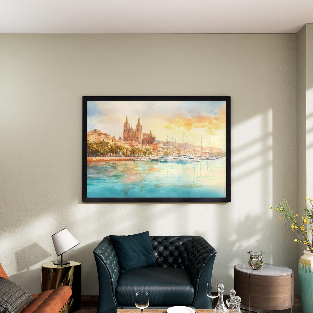 Palma de Mallorca Watercolor Poster Landscape Wall Art Palma de Mallorca Wall Hanging Home Décor Palma de Mallorca Gift Art Lovers Spain