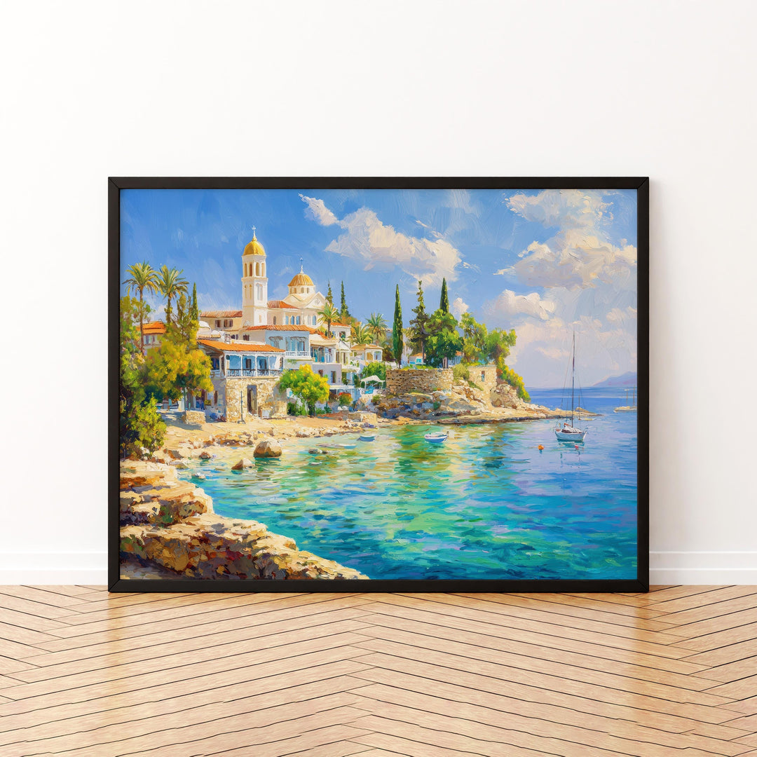 Paphos Watercolor Poster Landscape Wall Art Paphos Wall Hanging Home Décor Paphos Gift Art Lovers Cyprus Wall Art