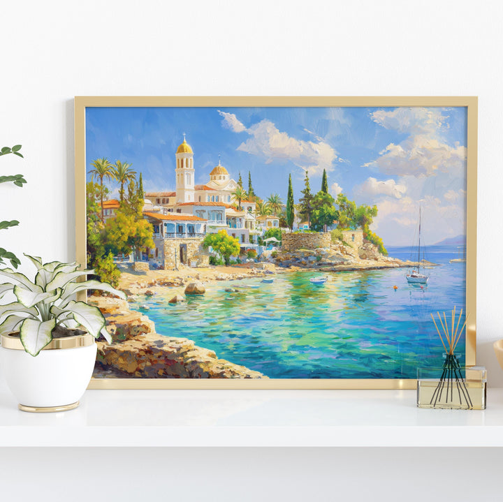 Paphos Watercolor Poster Landscape Wall Art Paphos Wall Hanging Home Décor Paphos Gift Art Lovers Cyprus Wall Art