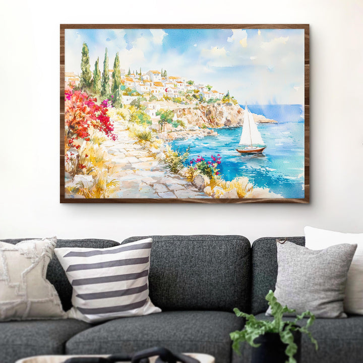 Rhodes Watercolor Poster Landscape Wall Art Rhodes Wall Hanging Home Décor Rhodes Gift Art Lovers Greece Wall Art