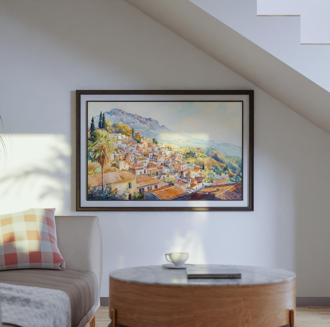 Taormina Watercolor Poster Landscape Wall Art Taormina Wall Hanging Home Décor Taormina Gift Art Lovers Italy Wall Art