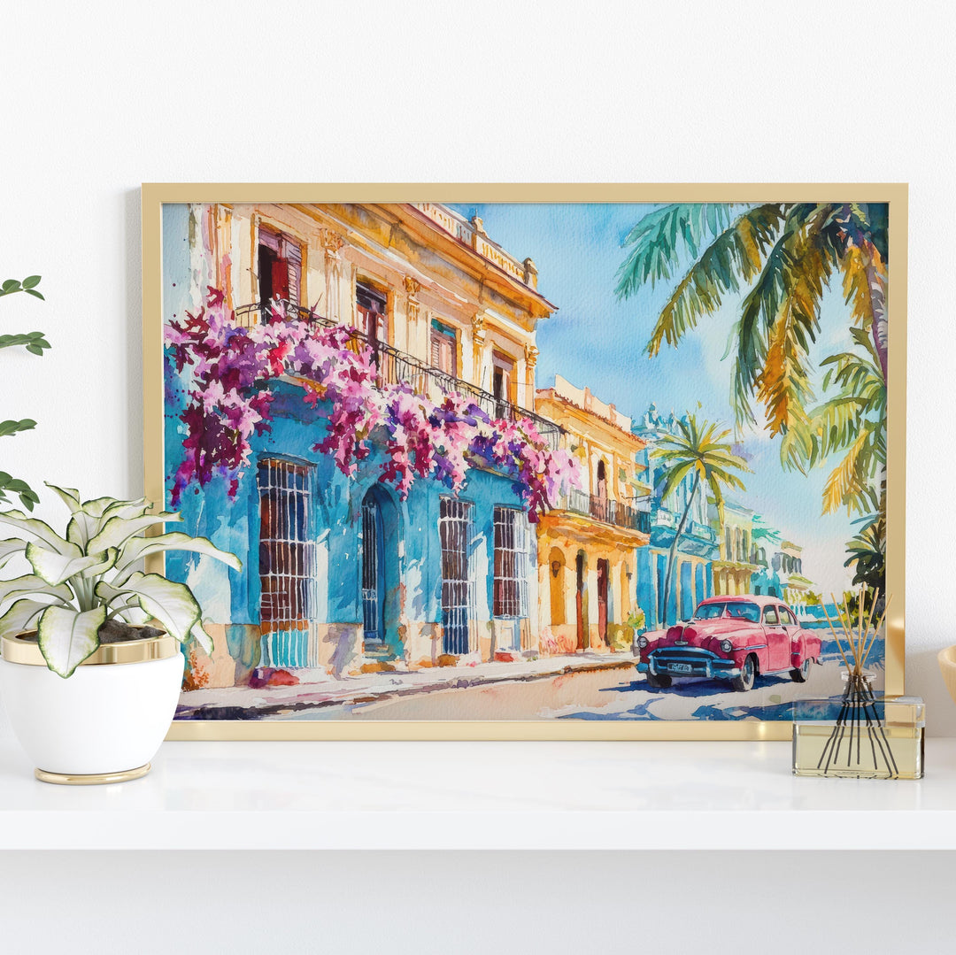Cuba Watercolor Poster Landscape Wall Art Cuba Wall Hanging Home Décor Cuba Gift Art Lovers Cuba Wall Art