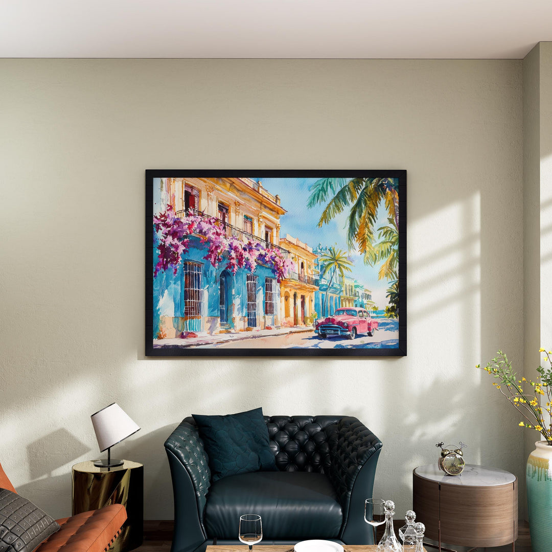 Cuba Watercolor Poster Landscape Wall Art Cuba Wall Hanging Home Décor Cuba Gift Art Lovers Cuba Wall Art