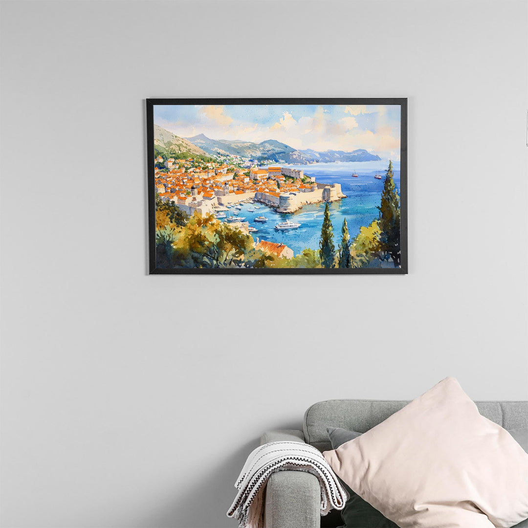 Dubrovnik Watercolor Poster Landscape Wall Art Dubrovnik Wall Hanging Home Décor Dubrovnik Gift Art Lovers Croatia Wall Art