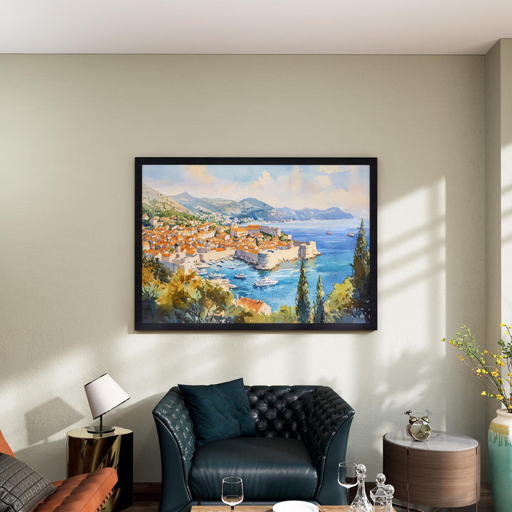 Dubrovnik Watercolor Poster Landscape Wall Art Dubrovnik Wall Hanging Home Décor Dubrovnik Gift Art Lovers Croatia Wall Art