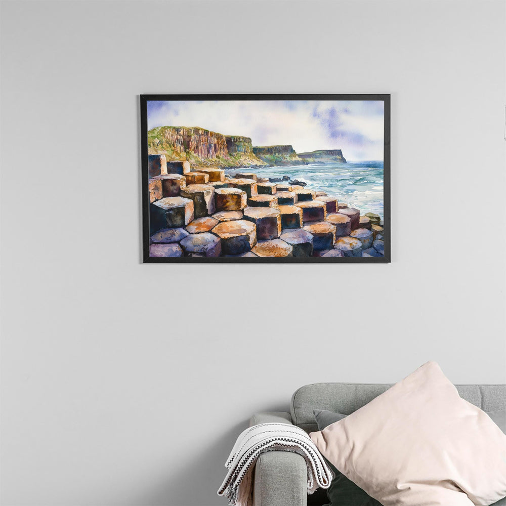 Giants Causeway Watercolor Poster Landscape Wall Art Giants Causeway Wall Hanging Home Décor Giants Causeway Gift Art Lovers United Kingdom