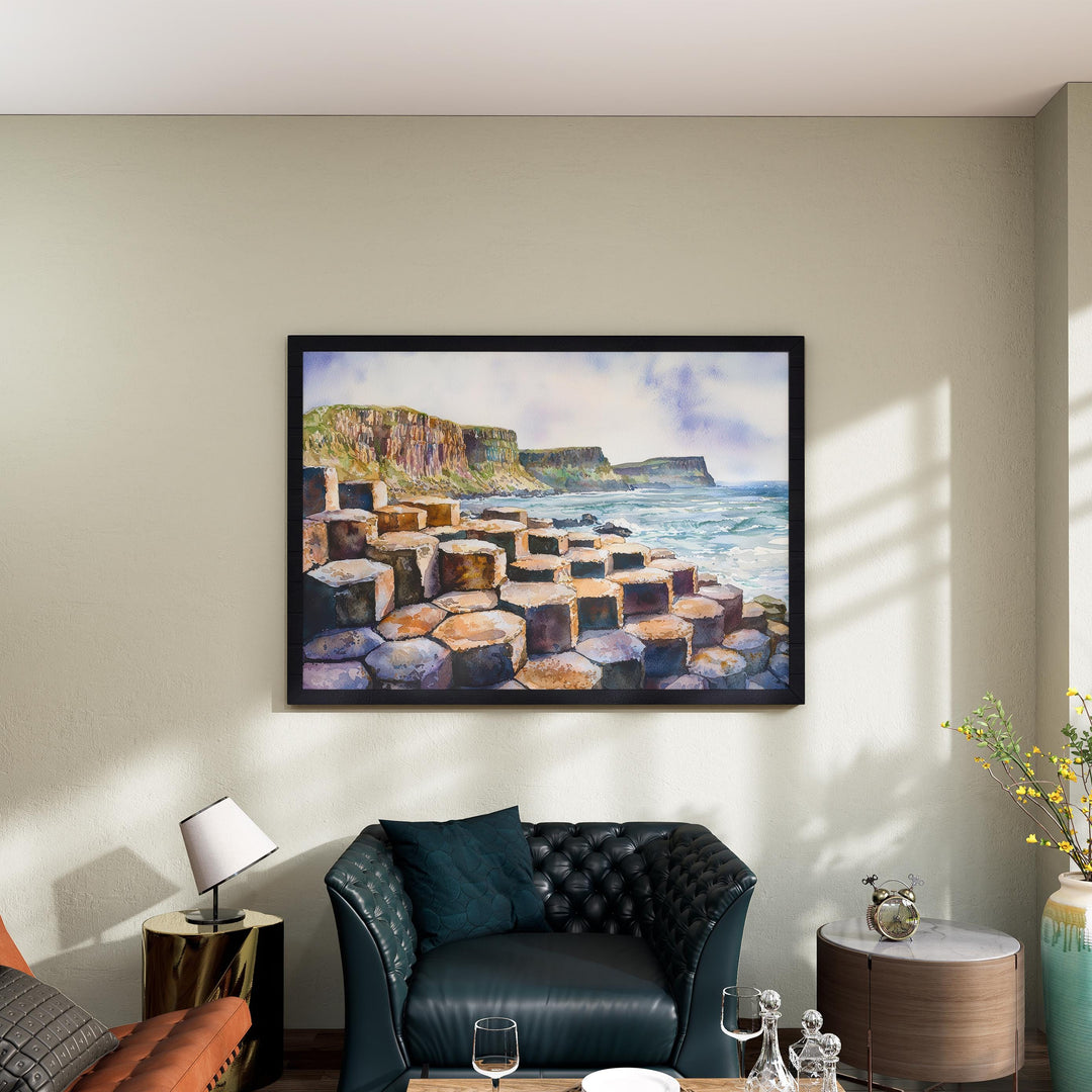 Giants Causeway Watercolor Poster Landscape Wall Art Giants Causeway Wall Hanging Home Décor Giants Causeway Gift Art Lovers United Kingdom