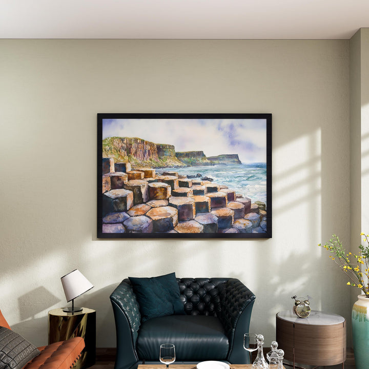 Giants Causeway Watercolor Poster Landscape Wall Art Giants Causeway Wall Hanging Home Décor Giants Causeway Gift Art Lovers United Kingdom