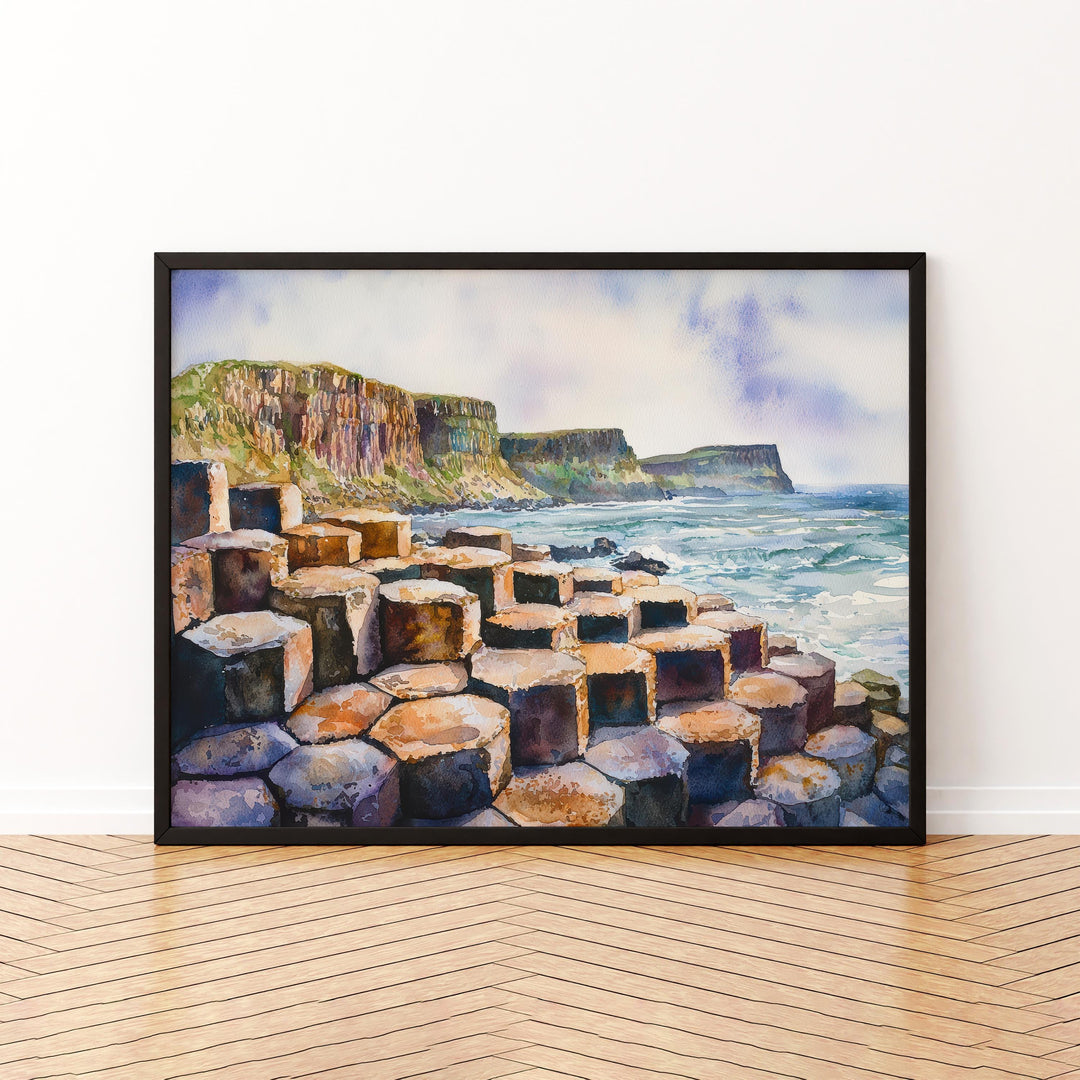 Giants Causeway Watercolor Poster Landscape Wall Art Giants Causeway Wall Hanging Home Décor Giants Causeway Gift Art Lovers United Kingdom
