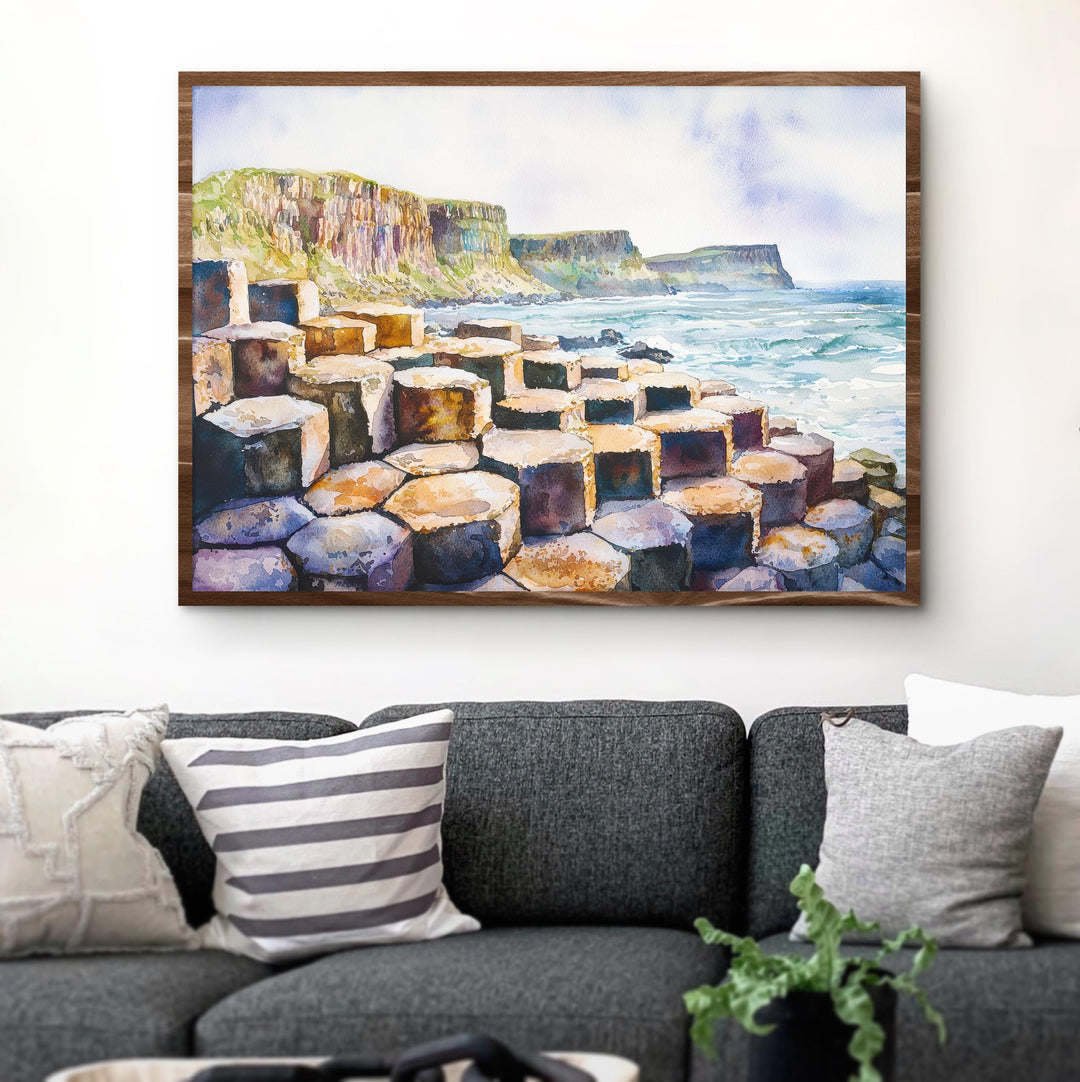 Giants Causeway Watercolor Poster Landscape Wall Art Giants Causeway Wall Hanging Home Décor Giants Causeway Gift Art Lovers United Kingdom