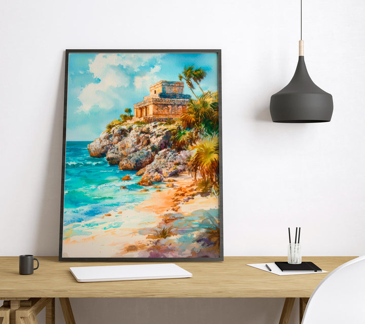 Tulum Watercolor Poster Wall Art Tulum Wall Hanging Home Décor Tulum Gift Art Lovers Mexico Wall Art