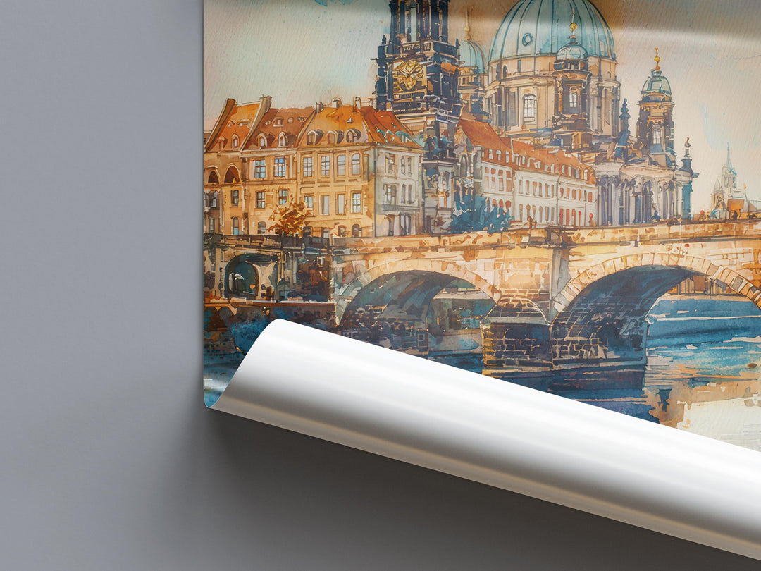 Dresden Watercolor Poster Wall Art Dresden Wall Hanging Home Décor Dresden Gift Art Lovers Germany Wall Art