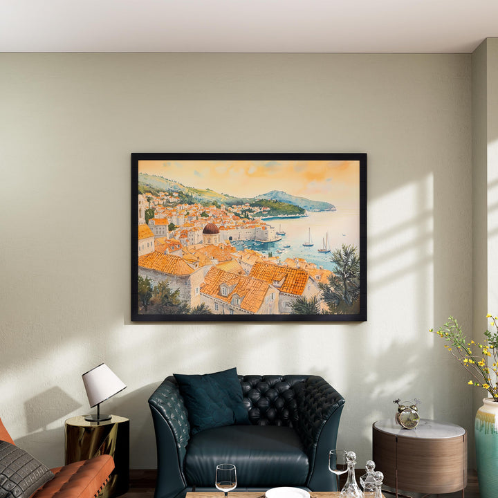 Dubrovnik Watercolor Poster Landscape Wall Art Dubrovnik Wall Hanging Home Décor Dubrovnik Gift Art Lovers Croatia Wall Art