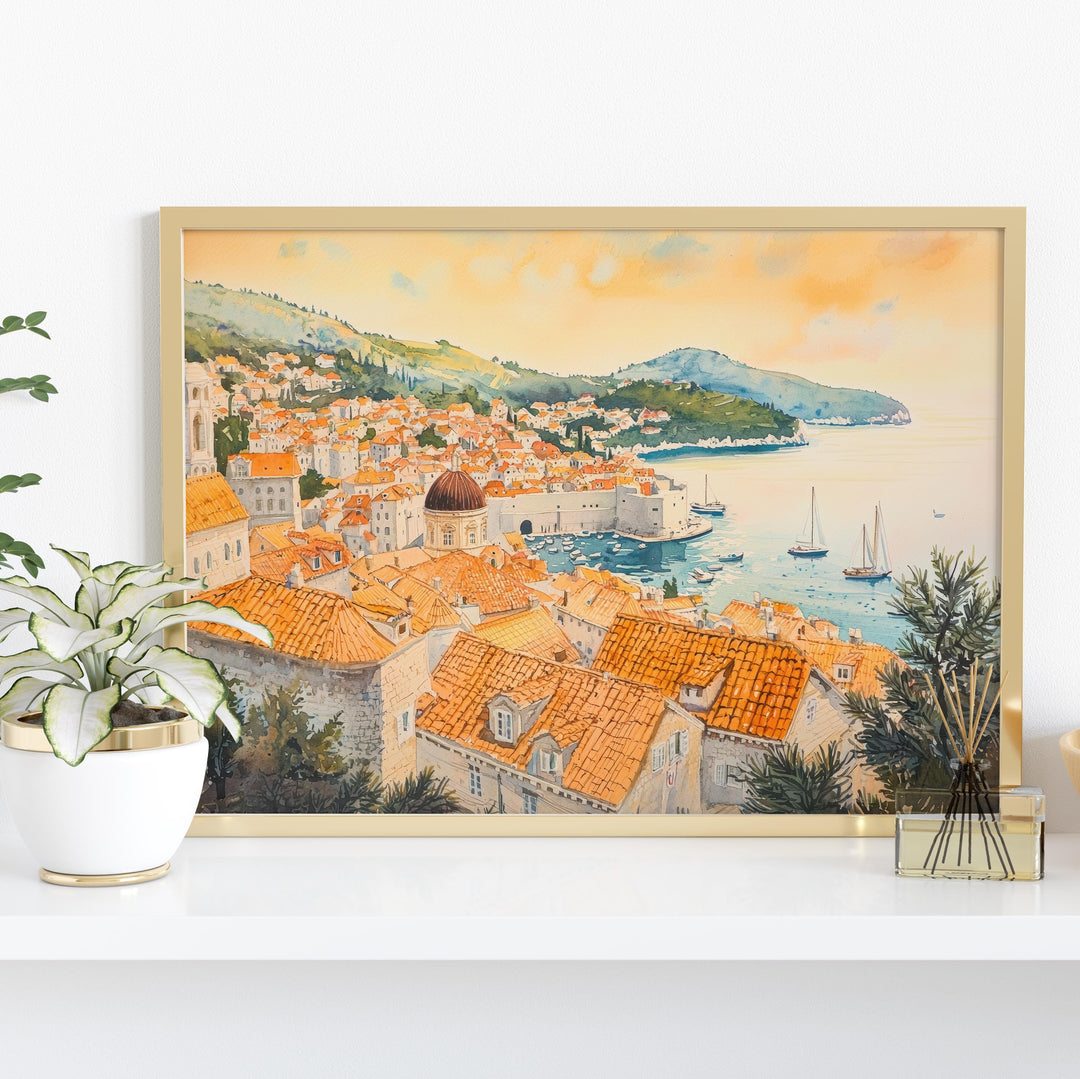 Dubrovnik Watercolor Poster Landscape Wall Art Dubrovnik Wall Hanging Home Décor Dubrovnik Gift Art Lovers Croatia Wall Art