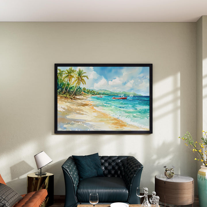 Dominican Republic Watercolor Poster Landscape Wall Art Dominican Republic Wall Hanging Home Décor Dominican Republic Gift Art Lovers